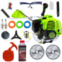 Motocoasa benzina Ural 8.5 CP, 52cmc, 12000rpm, 15 accesorii incluse , carcasa verde