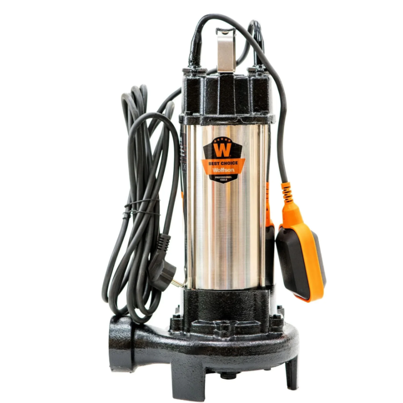 Pompa submersibila apa murdara cu tocator si flotor Wolfson WQW-1500D-F PRO + furtun 20m + cuple