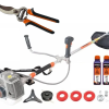 Motocoasa profesionala WOLFSON TRX-620, 2 CP, 8 accesorii, ham confort, 3 sticle de ulei rosu + foarfeca taiere via