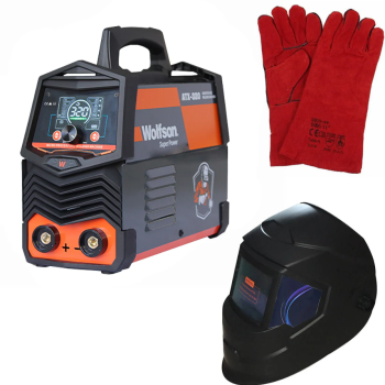 Aparat de sudura cu electrod Wolfson ATX-320 cu Inverter 2 in 1 MMA si LIFT-TIG, 140Ah + Masca de sudura automata, Manusi de sudura