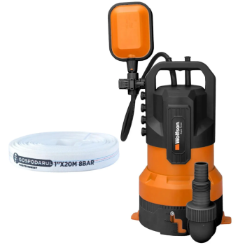 Pompa de apa murdara Wolfson din plastic, 3 IN 1 - 850W + furtun 20m