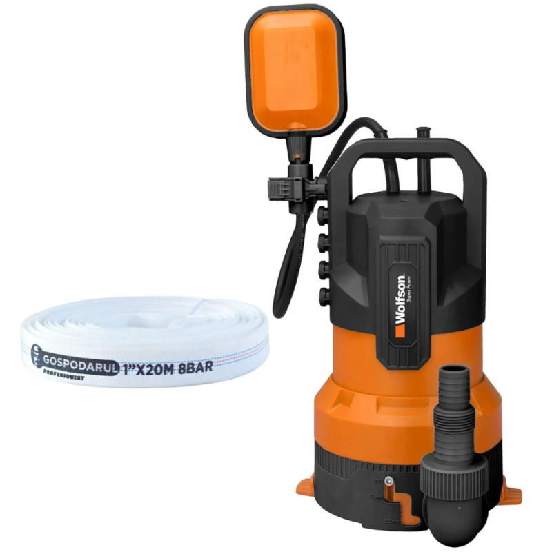 Pompa de apa murdara Wolfson din plastic, 3 IN 1 - 850W + furtun 20m