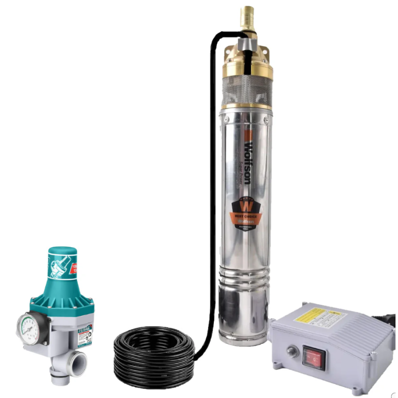 Pompa submersibila apa curata WOLFSON 4SKM-150 PRO - 1100W, 3300 l/h + Presostat Total