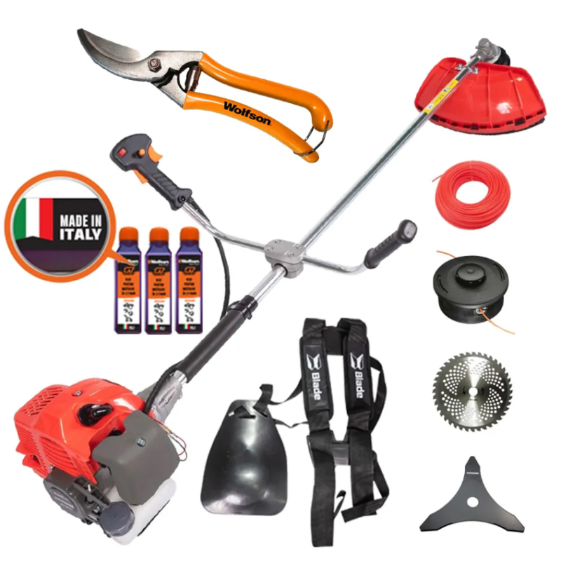 Motocoasa Blade Alpin 520, 3CP, 7 accesorii, ham profesional + 3 sticle ulei 0.1l + foarfeca taiere vie
