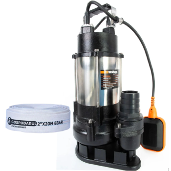Pompa submersibila apa murdara Wolfson DW-7500-F, 1500W, debit maxim 10000 l/h + furtun 20m