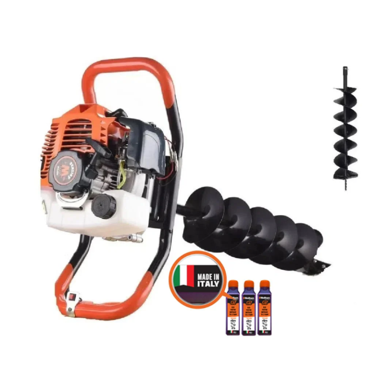 Motoburghiu foreza de pamant WOLFSON STB-52, 1470W, 52cc, include burghiu 150mm + 3 ulei 0.1L