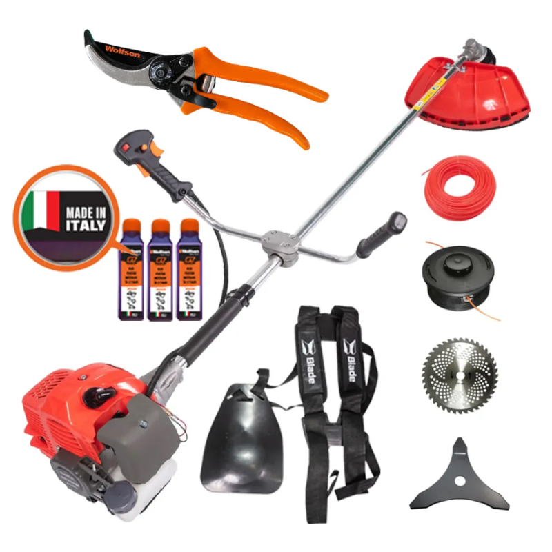 Motocoasa Blade Alpin 520, 3CP, 7 accesorii, ham profesional + 3 sticle ulei 0.1l + foarfeca taiere crengi