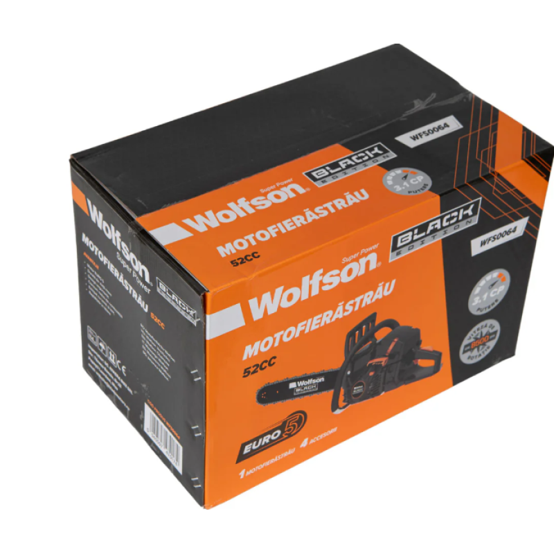 Drujba Wolfson Black Edition Euro 5, 52cc, 3.1 CP, lama 40cm, 33 dinti taietori