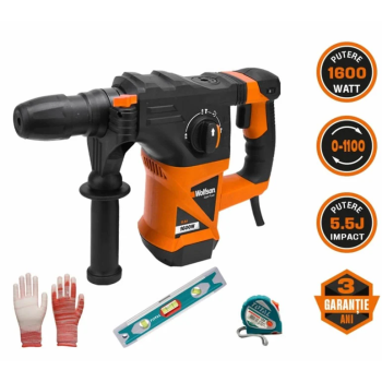 Ciocan rotopercutor Wolfson - 1600W, 5.5J+manusi+nivela+ruleta