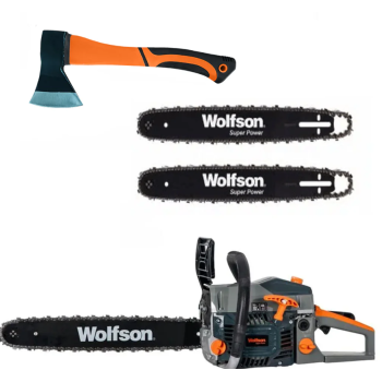 Drujba pe benzina WOLFSON STX-620, 3.5CP, 58CC, 2 lame, 2 lanturi + toporisca fibra Wolfson