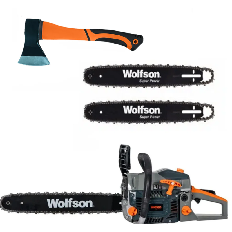 Drujba pe benzina WOLFSON STX-620, 3.5CP, 58CC, 2 lame, 2 lanturi + toporisca fibra Wolfson