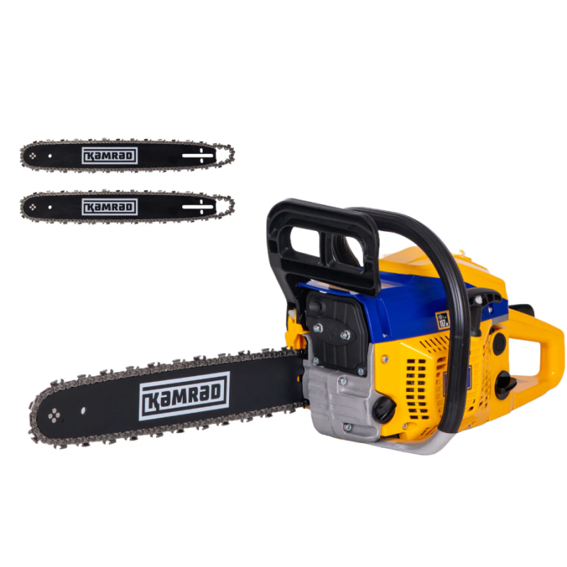 Drujba pe benzina Kamrad KR-52, 5.8CP, 52cc, 2 lame 2 lanturi + ulei amestec 0.5L si toporisca fibra Wolfson