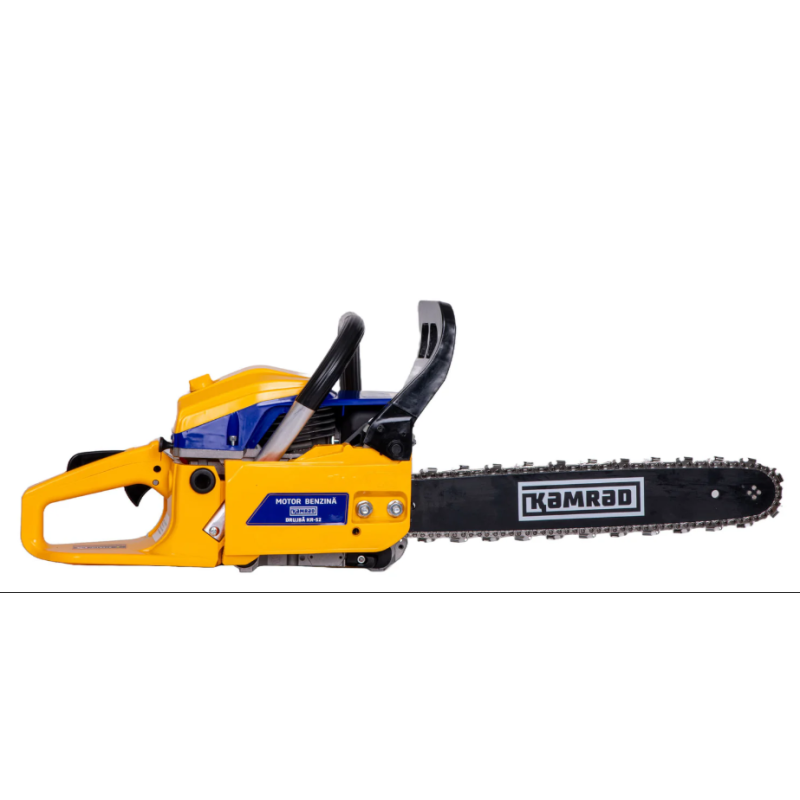 Drujba pe benzina Kamrad KR-52, 5.8CP, 52cc, 2 lame 2 lanturi + ulei amestec 0.5L si toporisca Wolfson 600g
