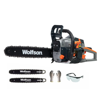 Drujba pe benzina WOLFSON STX-580, 2.6CP, 52CC, 2 lame + 2 lanturi Cadou Ochelari + Manusi