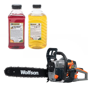 Drujba pe benzina WOLFSON STX-580, 2.6CP, 52CC, 2 lame + 2 lanturi + ulei amestec 0.5L, ulei ungere lant L150