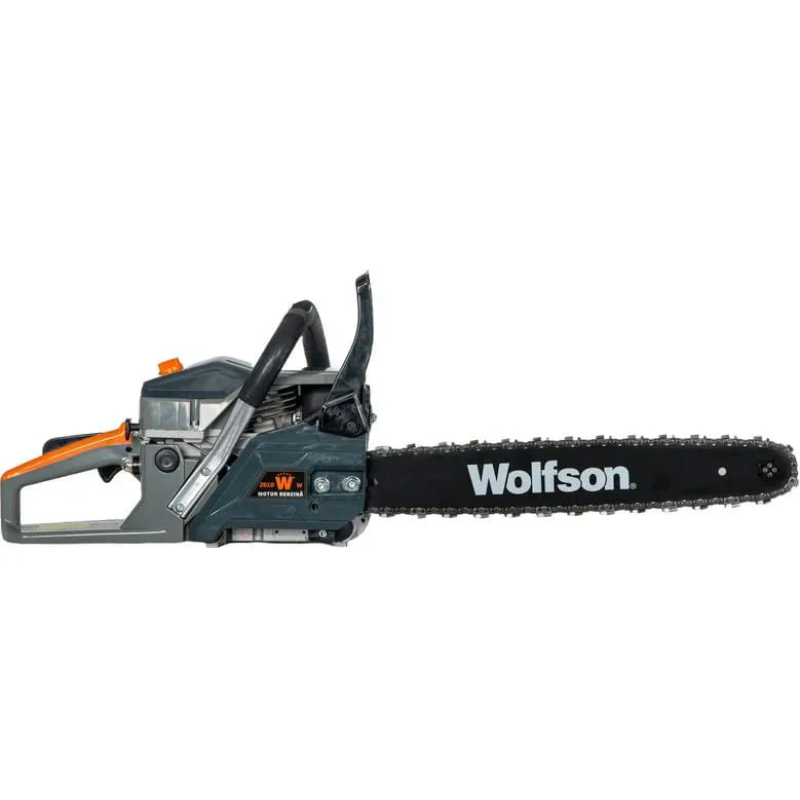 Drujba pe benzina WOLFSON STX-620, 3.5CP, 58CC, 2 lame, 2 lanturi + ulei amestec 0.5L, toporisca Wolfson 600g