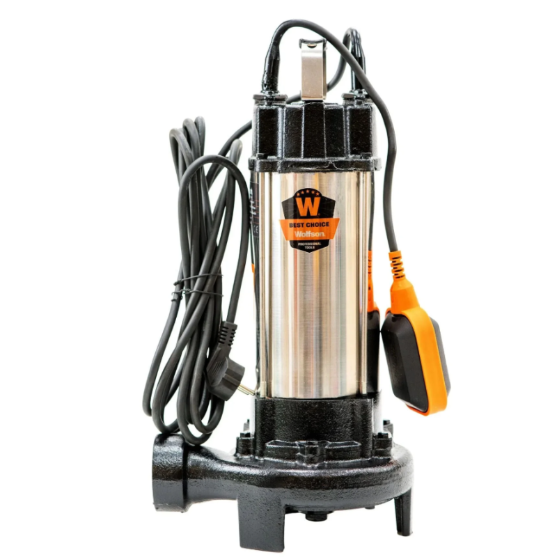 Pompa submersibila apa murdara cu tocator si flotor Wolfson WQW-1500D-F PRO + furtun 20m