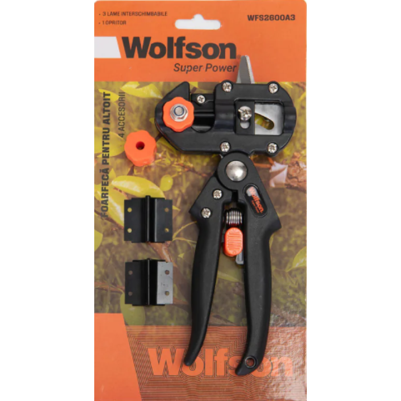 Foarfeca pentru altoit Wolfson cu 4 accesorii incluse