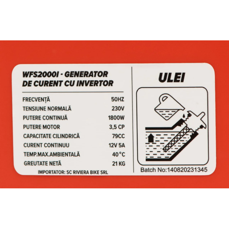Generator de curent Wolfson, digital invertor 2000W, 3.5 CP