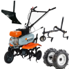 Motosapa pe benzina Wolfson Imperio, 7CP, 212cc, latime de lucru 80cm, cu roti de transport + plug arat si prasitoare cu roata limitatoare