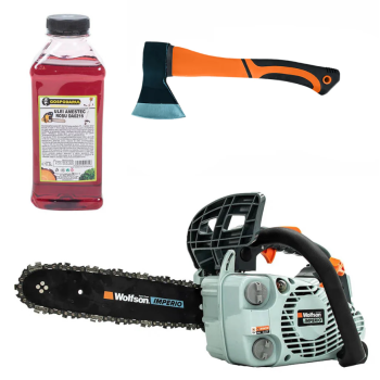 Drujba pe benzina WOLFSON IMPERIO 250 - 1.3 CP, 25cc + ulei amestec 0.5L, toporisca fibra Wolfson