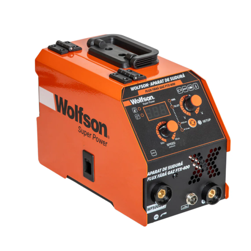 Aparat de sudura Wolfson FTX-400, flux fara gaz MIG, MMA