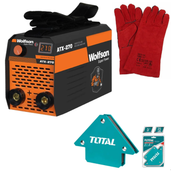 Aparat de sudura WOLFSON ATX-270, MMA 120A, Invertor tehnologie inalta + Manusi de sudura, Coltare magnetice sudura