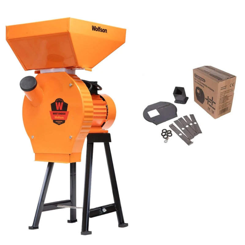 Moara pentru cereale Wolfson cu suport metalic - 2in1, 2700W, 200kg/h + accesoriu furaje