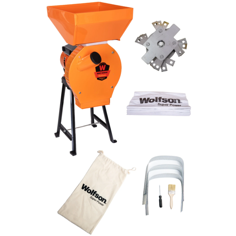 Moara pentru cereale Wolfson cu suport metalic - 2in1, 2700W, 200kg/h + accesoriu furaje