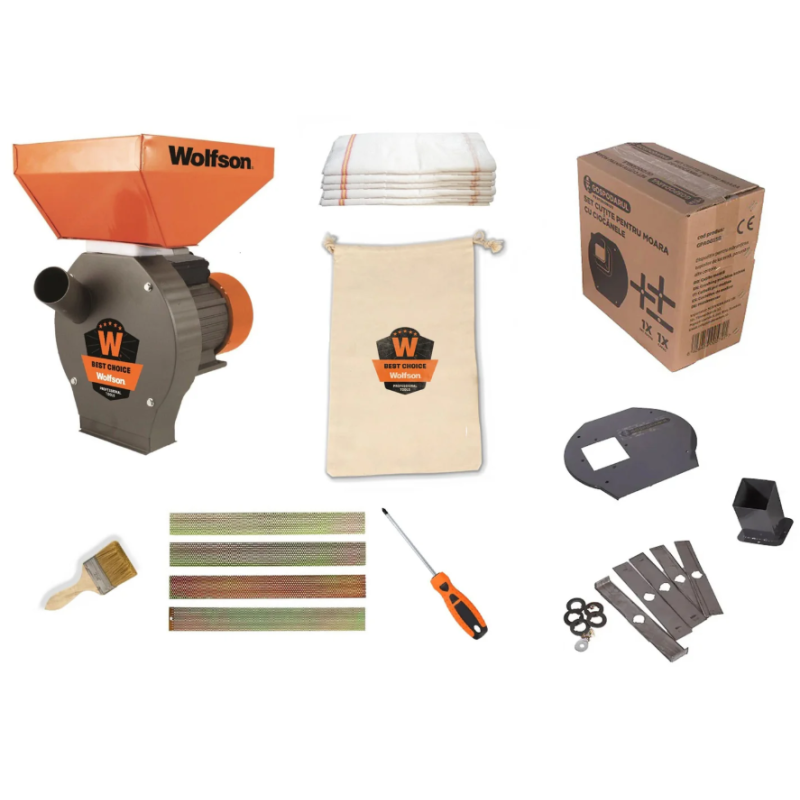 Moara pentru cereale WOLFSON - 2in1, 2700W, 100 CUPRU, 200kg/h + accesoriu furaje