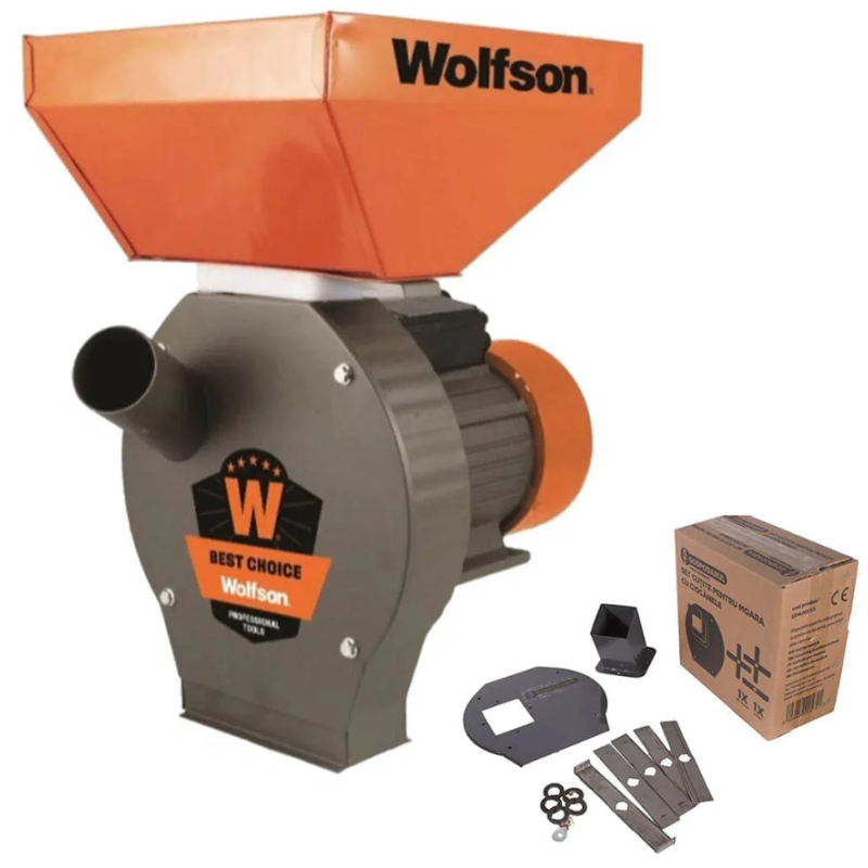 Moara pentru cereale WOLFSON - 2in1, 2700W, 100 CUPRU, 200kg/h + accesoriu furaje