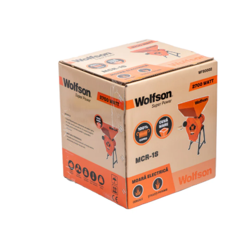 Moara pentru cereale Wolfson cu suport metalic - 2in1, 2700W, 200kg/h