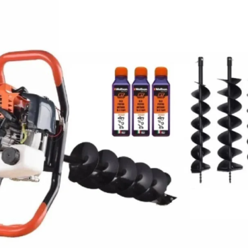Motoburghiu de pamant WOLFSON STB-520, 1470W, 3 burghie incluse 100, 150 si 200mm + 3 ulei rosu, 0.1L