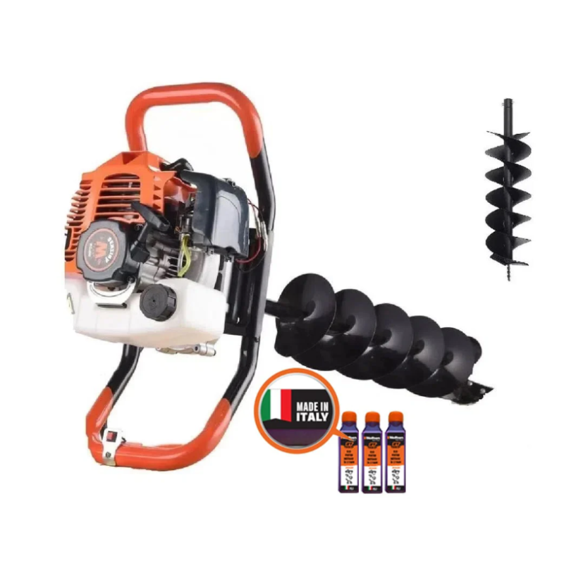 Motoburghiu foreza de pamant WOLFSON STB-52, 1470W, 52cc, include burghiu 100mm + 3 ulei 0.1L