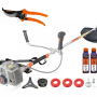 Motocoasa profesionala WOLFSON TRX-620, 2 CP, 8 accesorii, ham confort, 3 sticle de ulei rosu + foarfeca taiere crengi