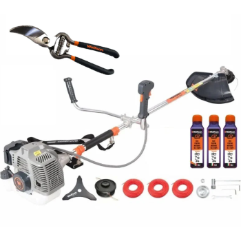 Motocoasa profesionala WOLFSON TRX-620, 2 CP, 8 accesorii, ham confort, 3 sticle de ulei rosu + foarfeca taiere via