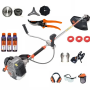 Motocoasa profesionala WOLFSON TRX-800, 15 accesorii, ham profesional, 3 sticle de ulei rou + foarfeca taiere crengi
