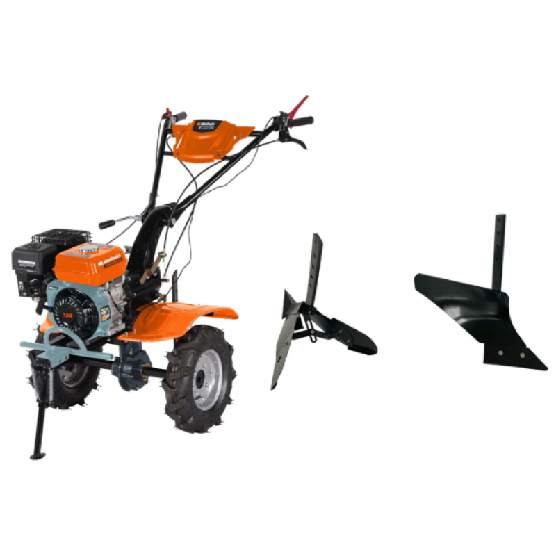 Motocultor pe benzina Wolfson Imperio, 8CP, 212cc, cu plug, rarita, roti de transport 4,00X8