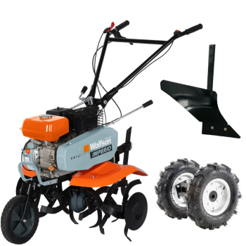 Motosapa pe benzina Wolfson Imperio, 7CP, 212cc, latime de lucru 80cm, cu roti de transport + plug arat