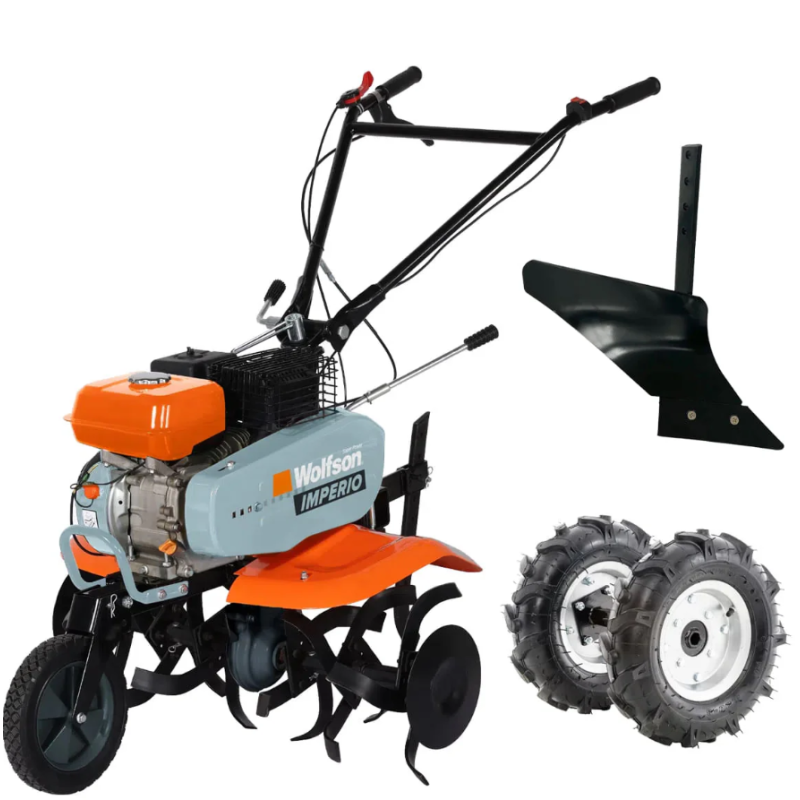 Motosapa pe benzina Wolfson Imperio, 7CP, 212cc, latime de lucru 80cm, cu roti de transport + plug arat