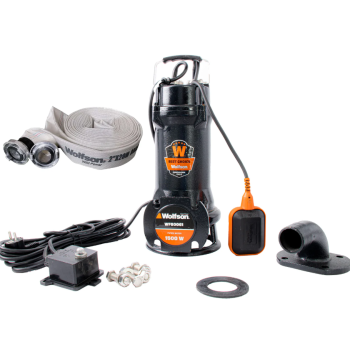 Pompa submersibila profesionala cu tocator Wolfson pentru apa murdara PWT-7500-F, 1500W, debit max 1800l/h - 2 toli + Furtun pompieri