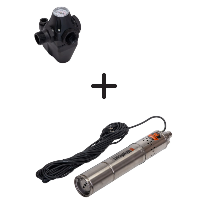 Pompa submersibila apa curata IMPERIO PS-1300, 750W, cablu 15m, 1900L/h, 1 tol, inaltime max pompare 100m, diametru 100mm + Presostat mecanic gospodarul