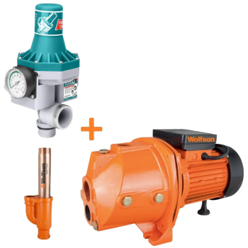 Pompa de suprafata apa curata cu ejector Wolfson JET-100E, 800W, 3200 l/h cu presostat automat Total