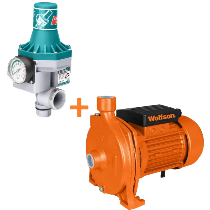Pompa de suprafata centrifugala Wolfson CPM-158, 750W, 5500 l/h cu presostat automat Total
