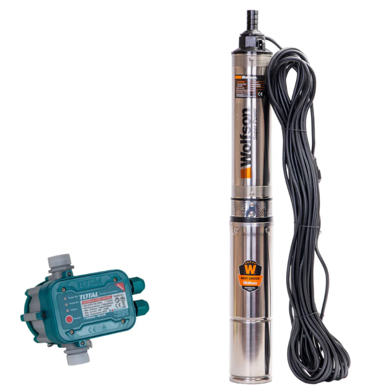 Pompa submersibila apa curata 1100W, WOLFSON PM-1500-8, 8 turbine, cablu 25m, 6600L/h + Presostat