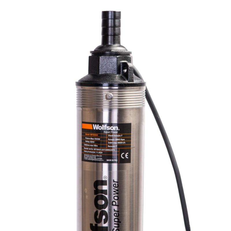 Pompa submersibila apa curata 1100W, WOLFSON PM-1500-8, 8 turbine, cablu 25m, 6600L/h + Presostat
