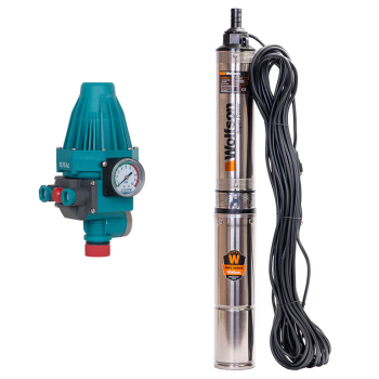 Pompa submersibila apa curata 1100W, WOLFSON PM-1500-8, 8 turbine, cablu 25m, 6600L/h + Presostat Total