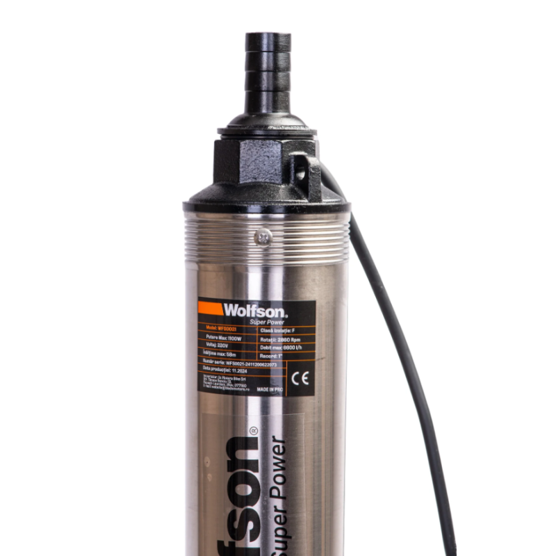 Pompa submersibila apa curata 1100W, WOLFSON PM-1500-8, 8 turbine, cablu 25m, 6600L/h + Presostat Total
