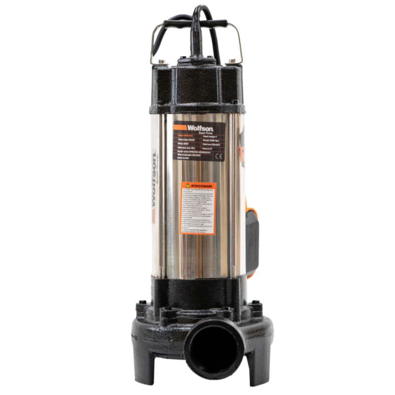 Pompa submersibila apa murdara cu tocator si flotor Wolfson WQW-1500D-F PRO
