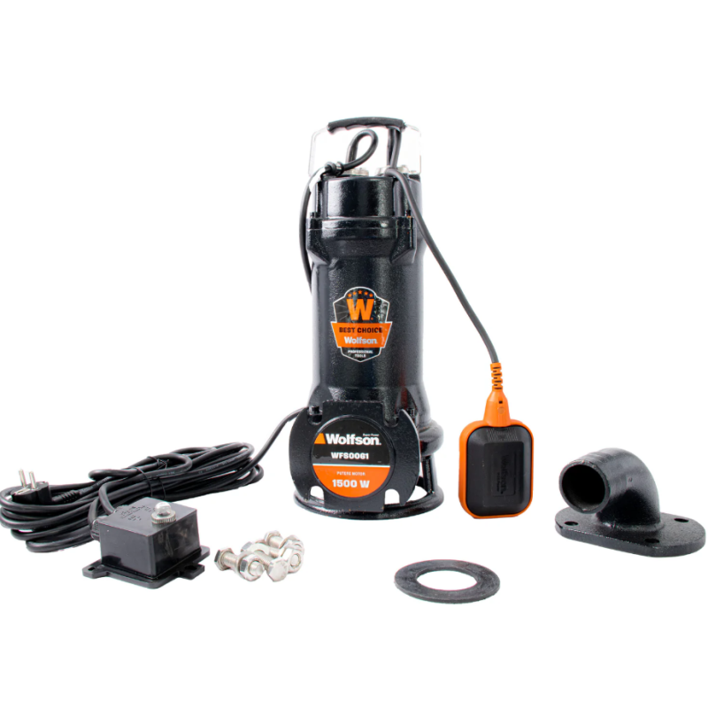 Pompa submersibila profesionala cu tocator Wolfson pentru apa murdara PWT-7500-F, 1500W, debit max 18000l/h - 2 toli